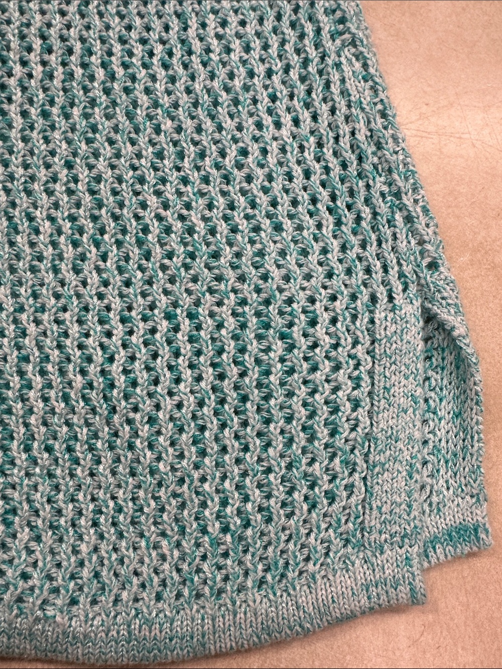 Chicos Light Teal Open Knit Scoop Neck Women’s Tunic Sweater Size 1 - Picture 8 of 8
